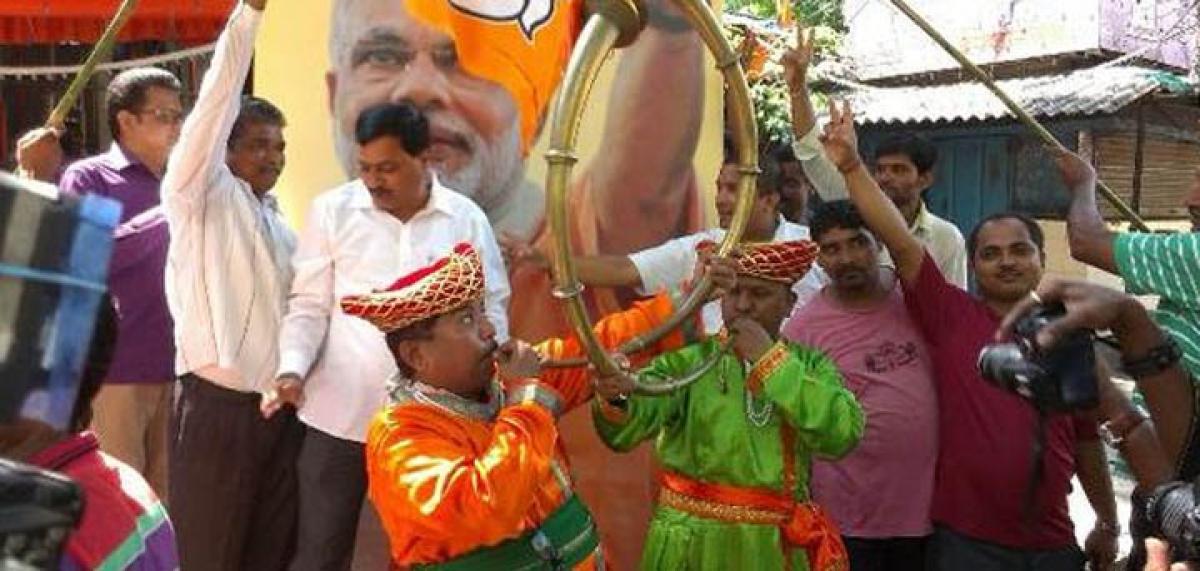 BJP workers celebrate as trends show party leading